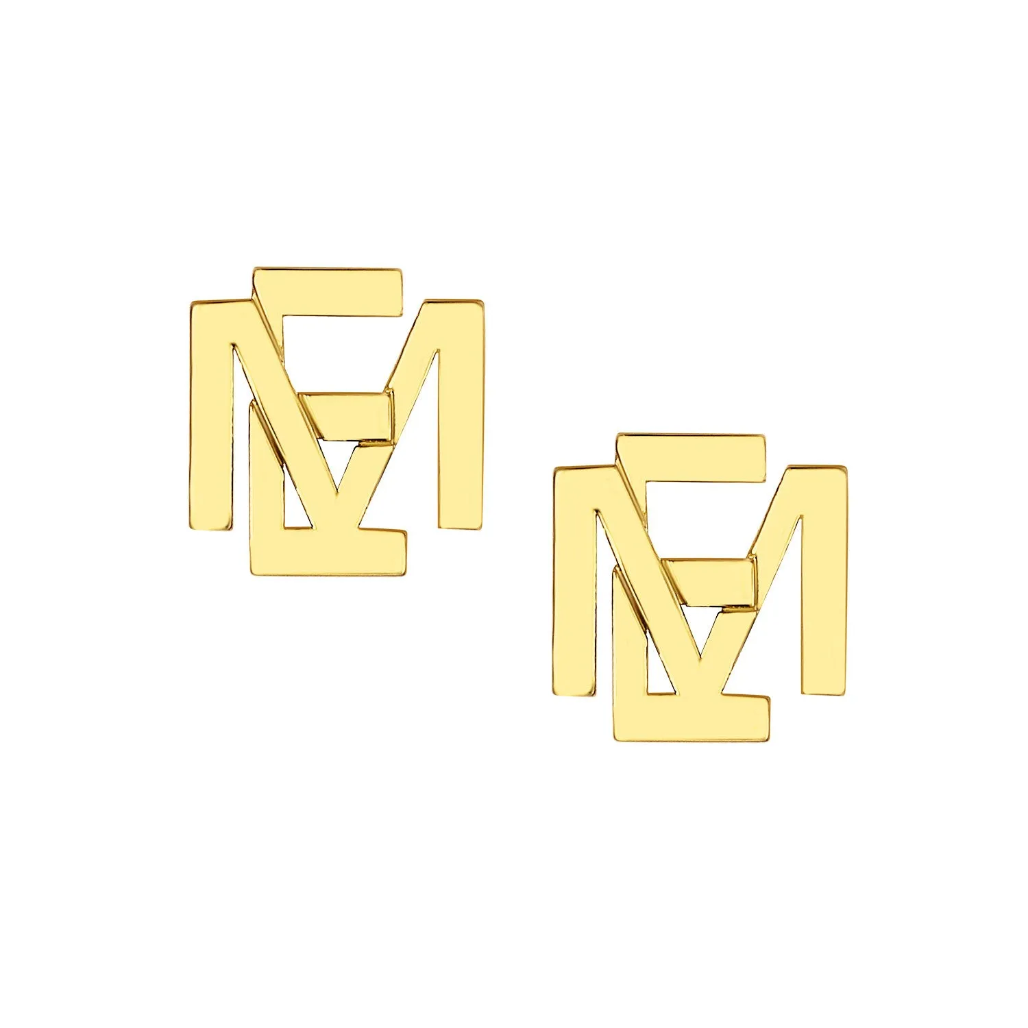 Sterling Silver Stacked Double Initial Button Earrings sold by Limoges Jewelry product image thumbnail 4