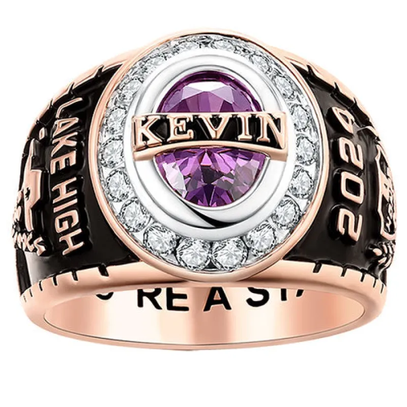Men's 14K Rose Gold Plated Traditional CZ Oval Stone Personalized Top Class Ring sold by Limoges Jewelry