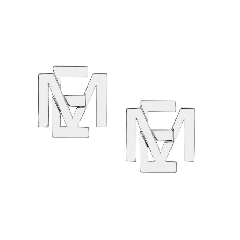 Sterling Silver Stacked Double Initial Button Earrings sold by Limoges Jewelry