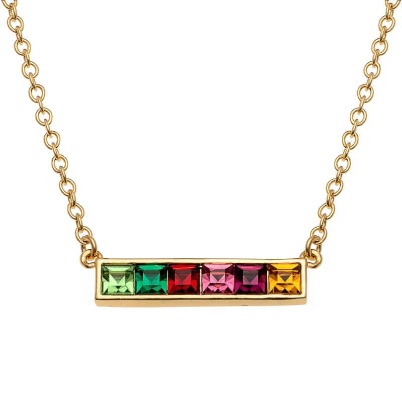 Family Square Birthstones Necklace sold by Limoges Jewelry