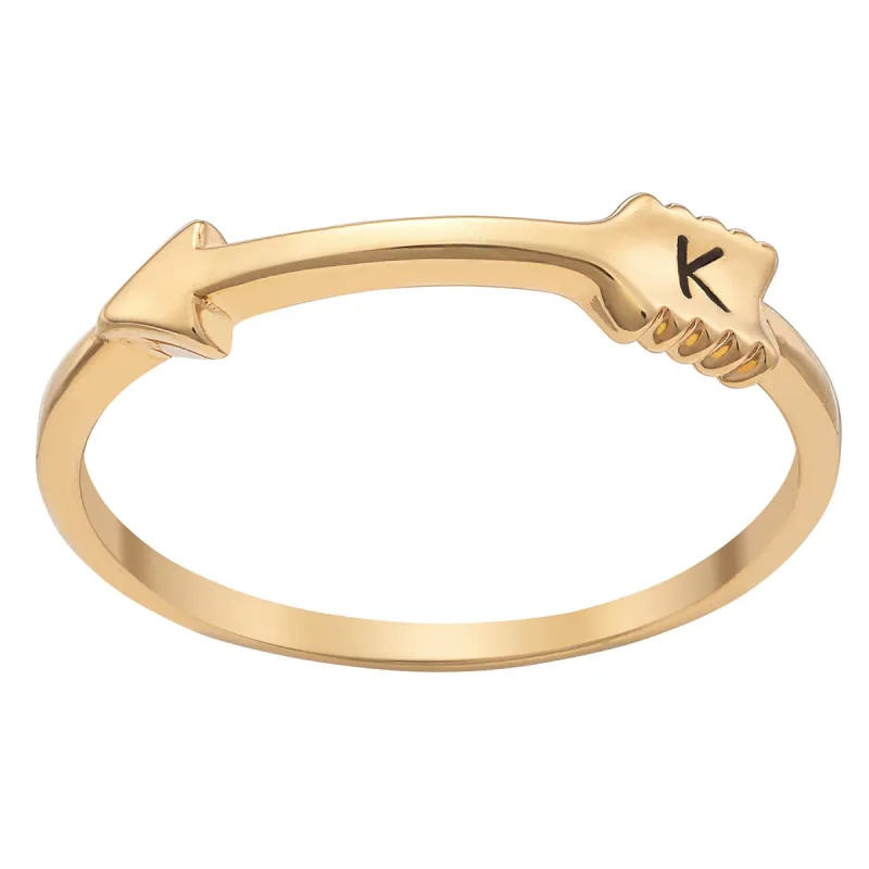14K Gold over Sterling Engraved Initial Arrow Ring sold by Limoges Jewelry