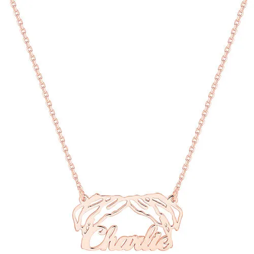 Rose Gold over Sterling Personalized Puppy Ears Necklace sold by Limoges Jewelry product image thumbnail 4