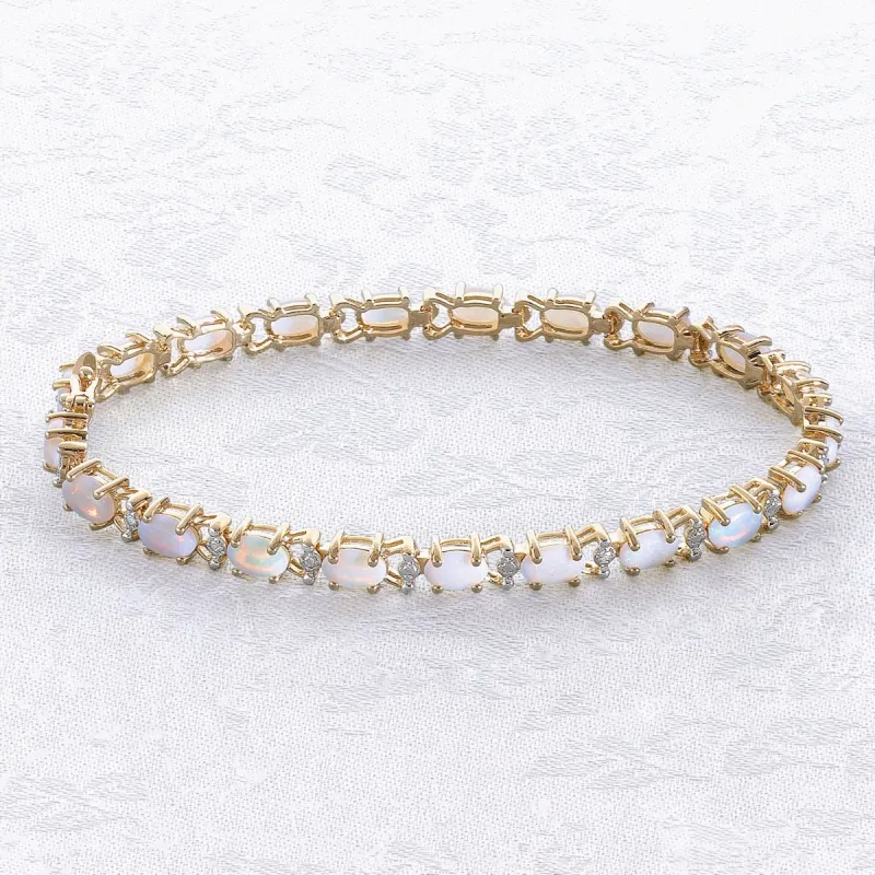 Opal and Diamond 7.25 Inch Tennis Bracelet sold by Limoges Jewelry