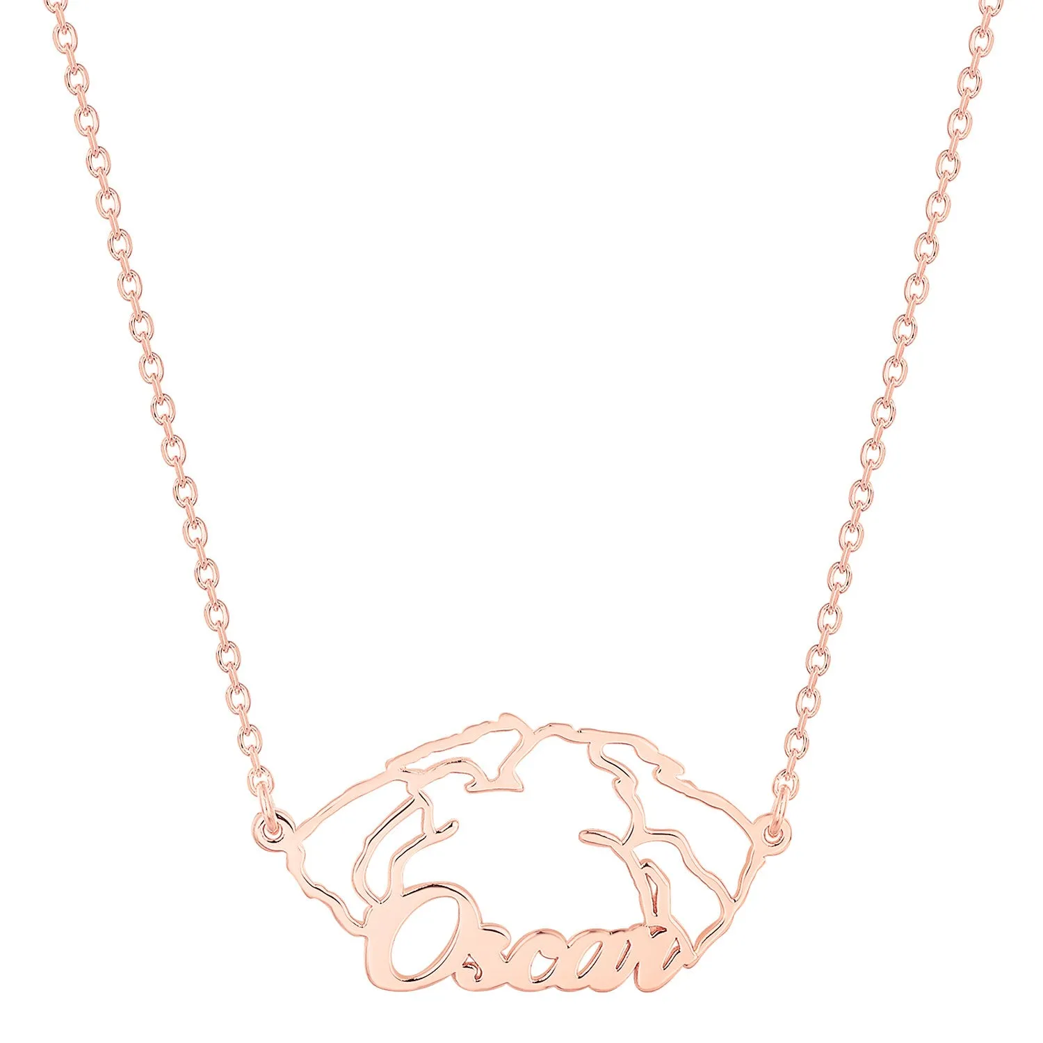 Rose Gold over Sterling Personalized Puppy Ears Necklace sold by Limoges Jewelry product image thumbnail 3