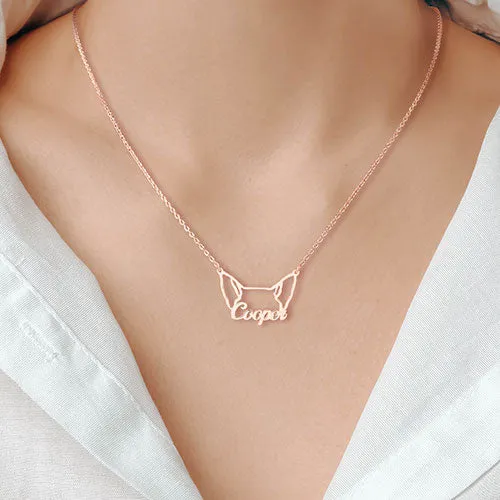 Rose Gold over Sterling Personalized Puppy Ears Necklace sold by Limoges Jewelry product image thumbnail 2