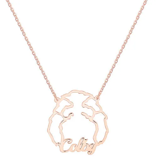 Rose Gold over Sterling Personalized Puppy Ears Necklace sold by Limoges Jewelry product image thumbnail 5