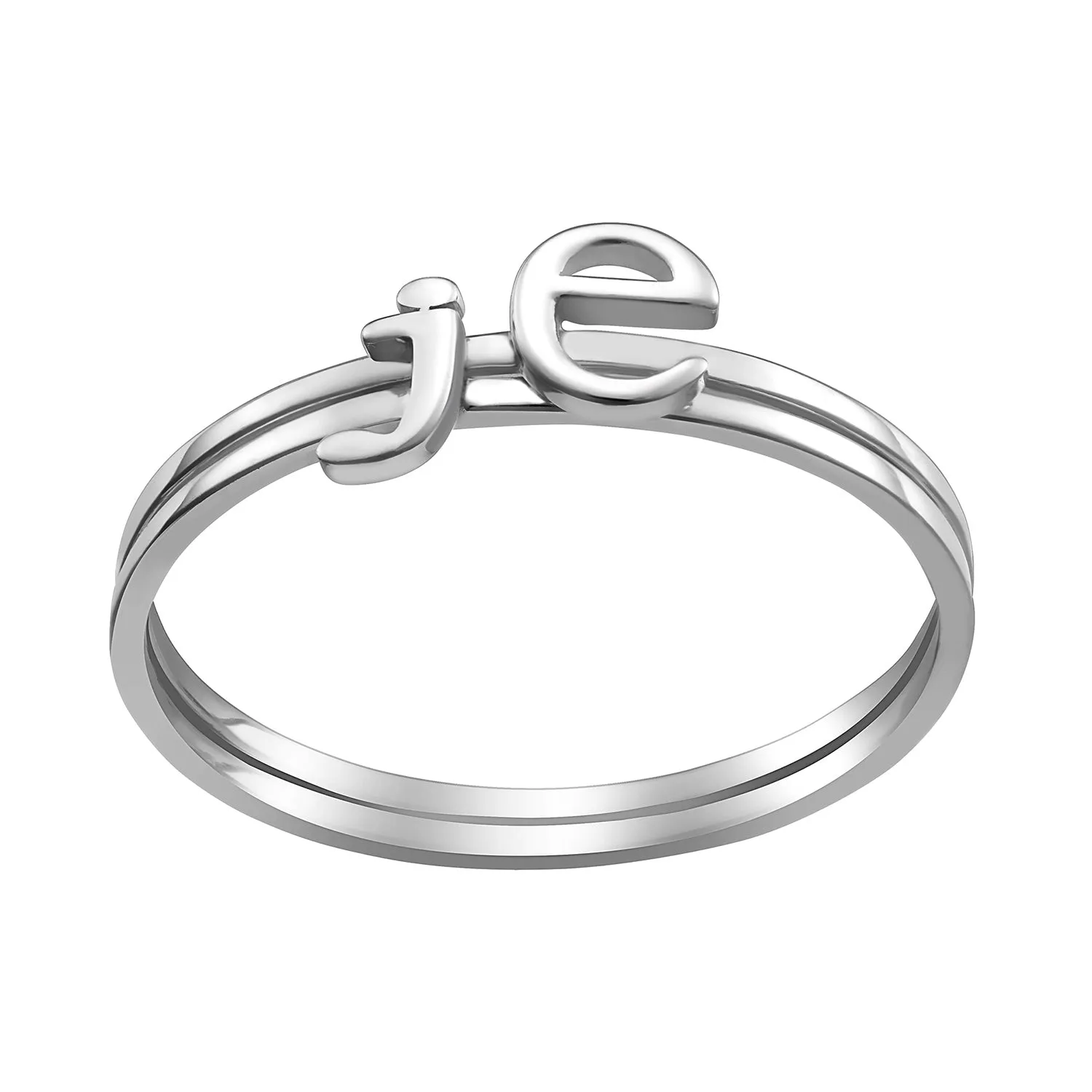 10K White Gold Petite Lowercase Initials Ring - Set of 2 sold by Limoges Jewelry
