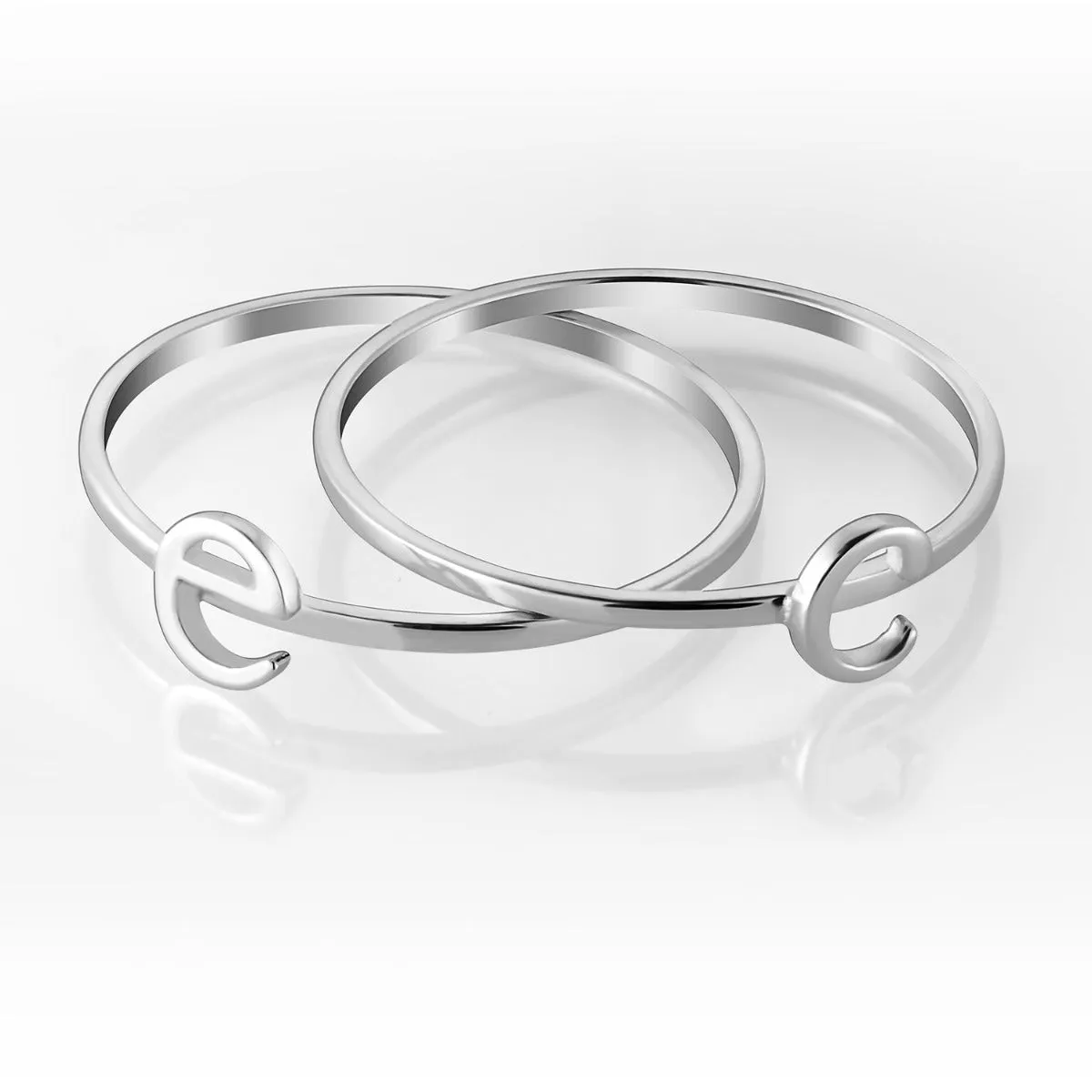 10K White Gold Petite Lowercase Initials Ring - Set of 2 sold by Limoges Jewelry product image thumbnail 3