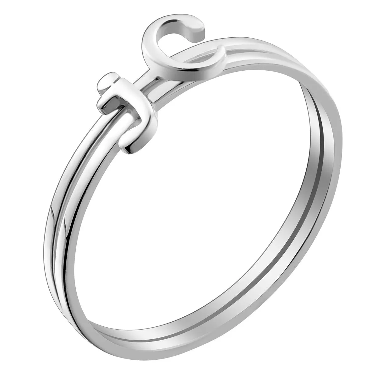 10K White Gold Petite Lowercase Initials Ring - Set of 2 sold by Limoges Jewelry product image thumbnail 2