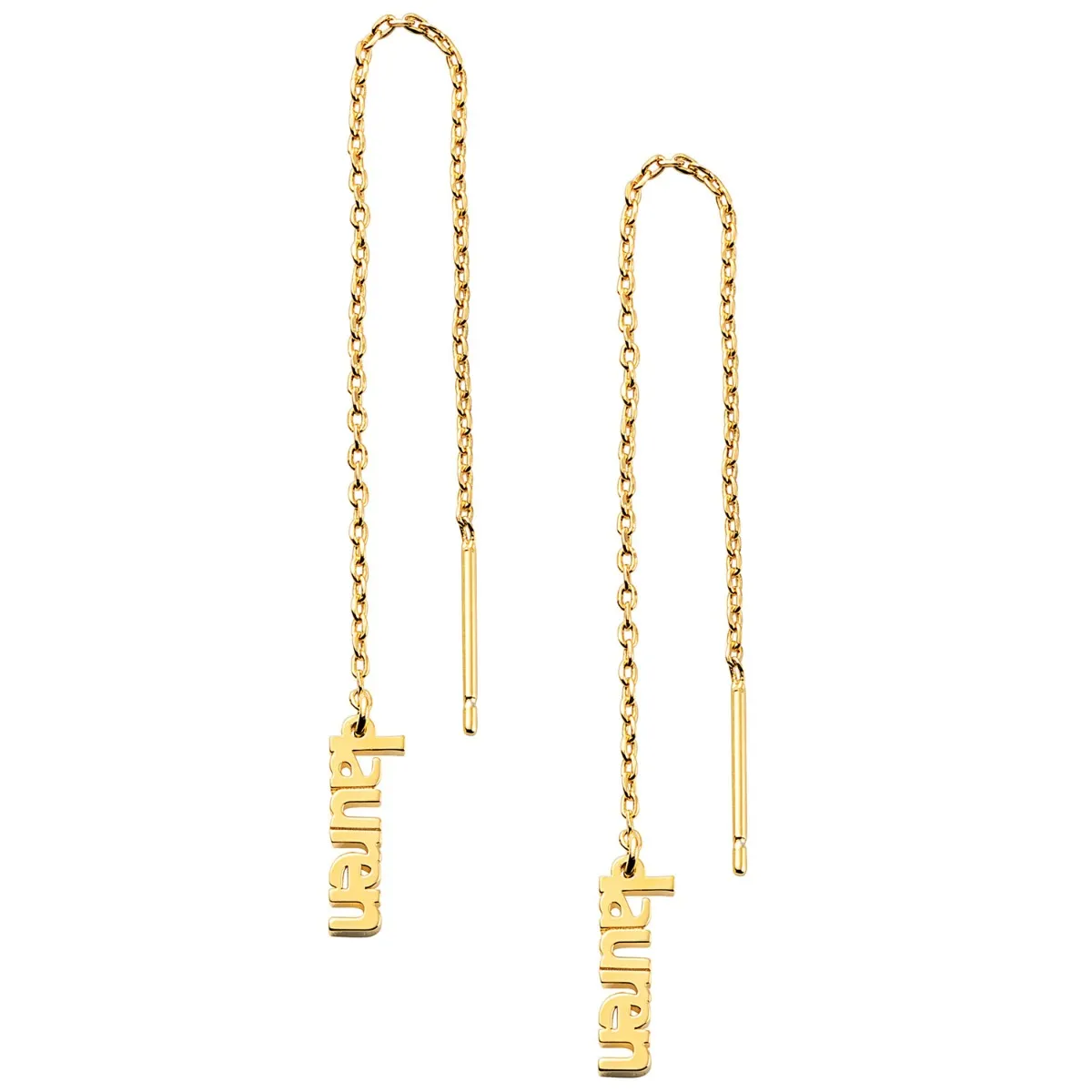 Lower Case Cut Out Name Threader Earrings sold by Limoges Jewelry product image thumbnail 4
