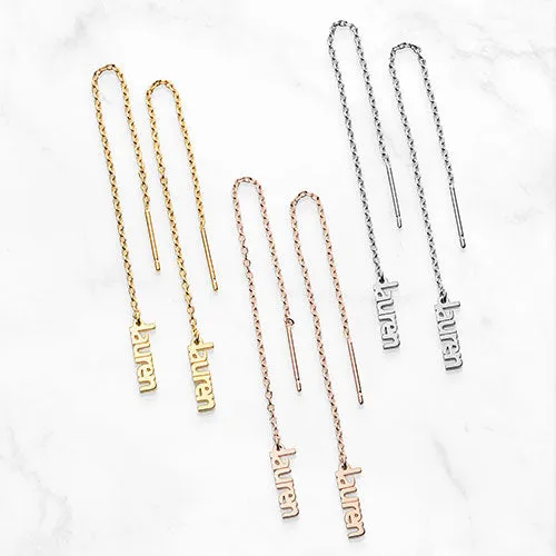 Lower Case Cut Out Name Threader Earrings sold by Limoges Jewelry product image thumbnail 2