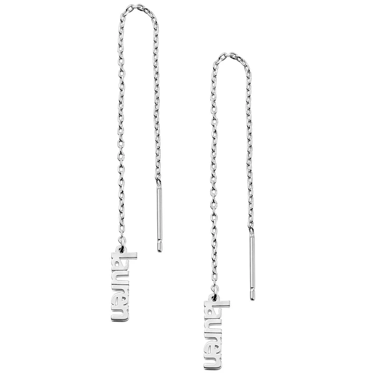 Lower Case Cut Out Name Threader Earrings sold by Limoges Jewelry product image thumbnail 3