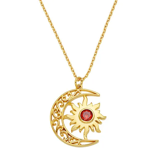 Sun and Crescent Moon with Birthstone Necklace sold by Limoges Jewelry product image thumbnail 4