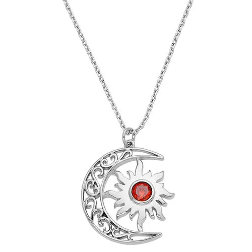Sun and Crescent Moon with Birthstone Necklace sold by Limoges Jewelry product image thumbnail 2