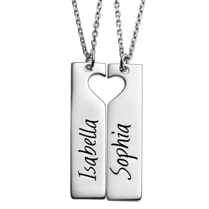Sterling Silver Engraved Shareable Open Heart Tag Necklace sold by Limoges Jewelry