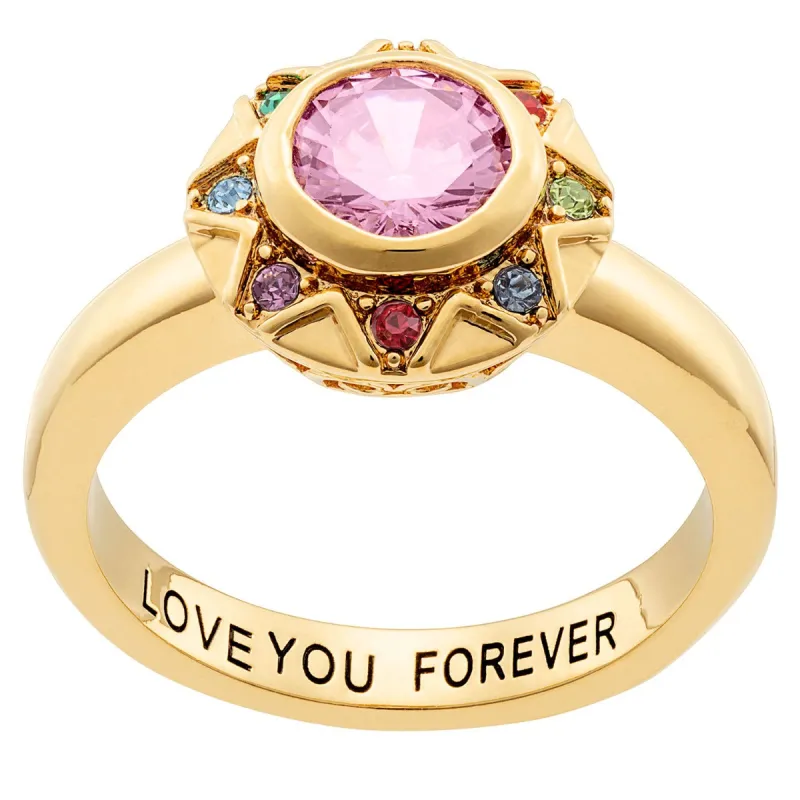 14K Gold Plated Birthstone Starburst Ring sold by Limoges Jewelry