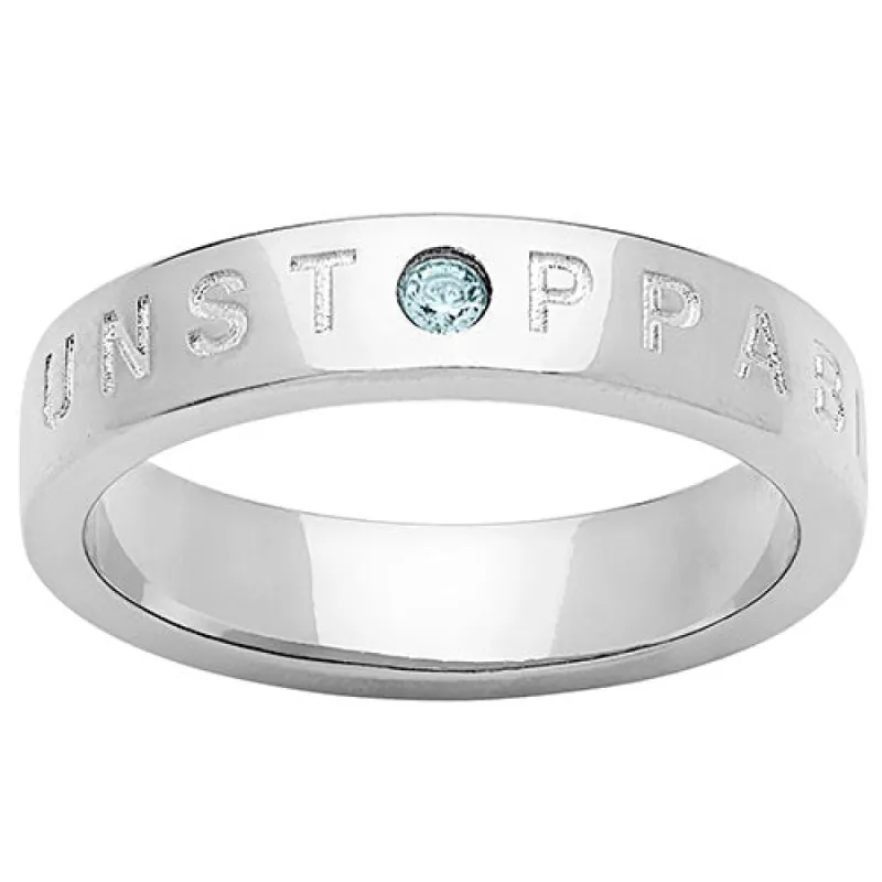 UNSTOPPABLE Silver Plated Birthstone Empowerment Ring made by Limoges Jewelry