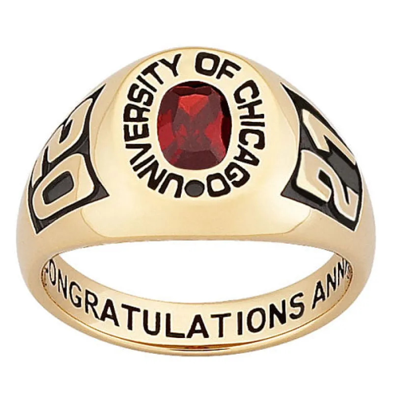 18K Gold over Sterling Embossed Ladies' Traditional Class Ring sold by Limoges Jewelry