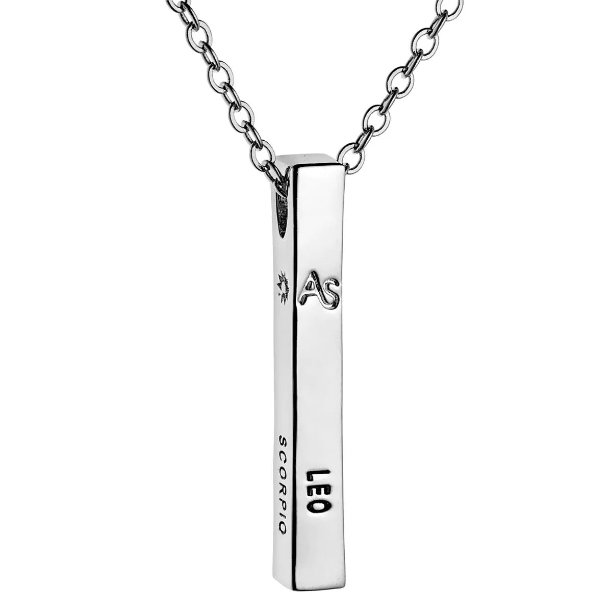 Silver Plated 3 Zodiac and Name 4 Sided Bar sold by Limoges Jewelry