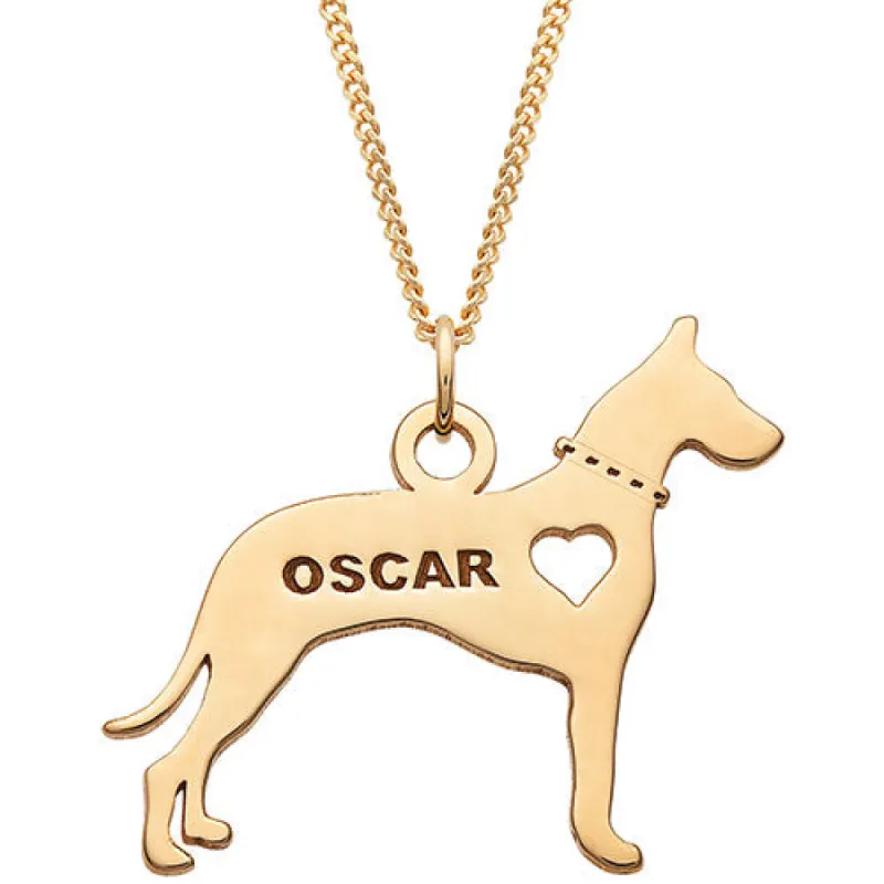 14K Gold Plated Great Dane Silhouette Necklace sold by Limoges Jewelry