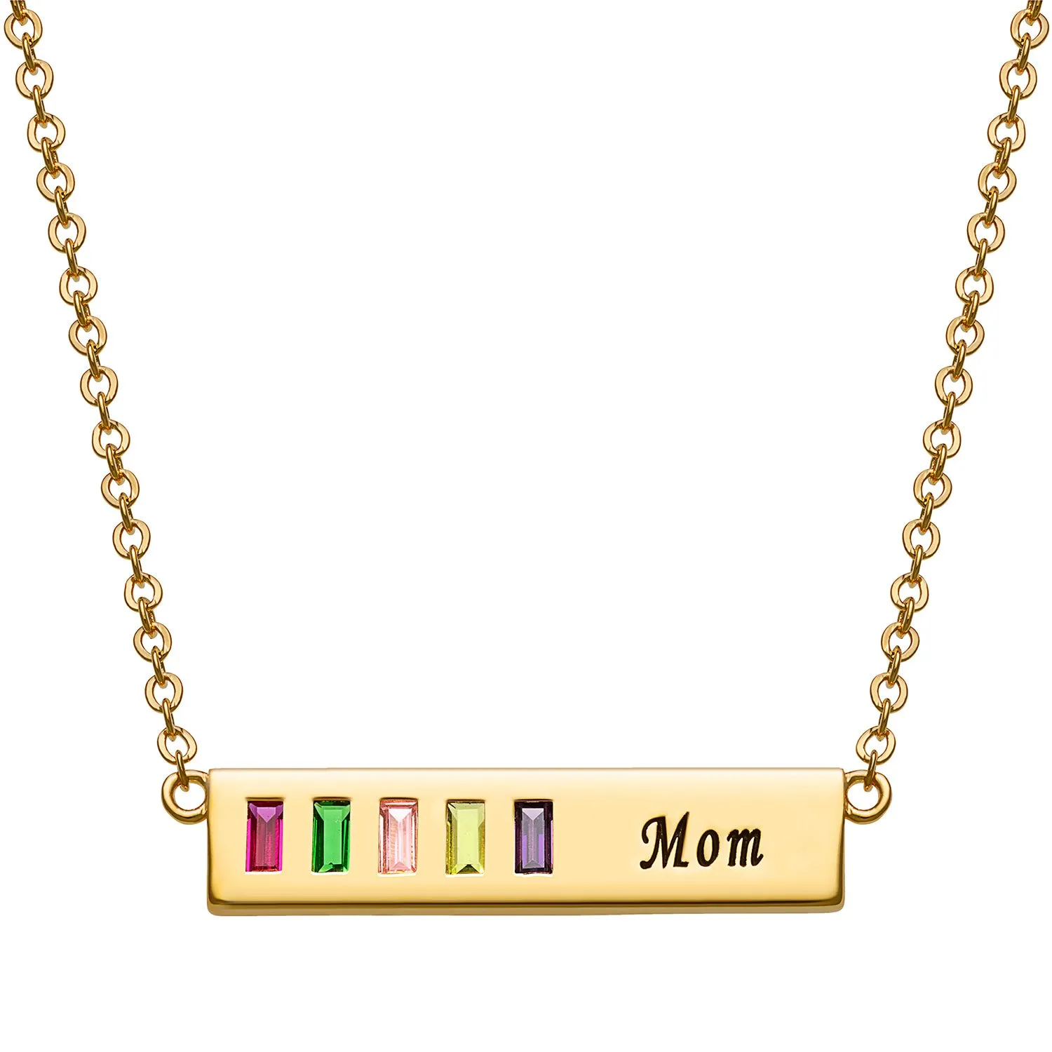Baguette Birthstone Mom Bar Pendant sold by Limoges Jewelry