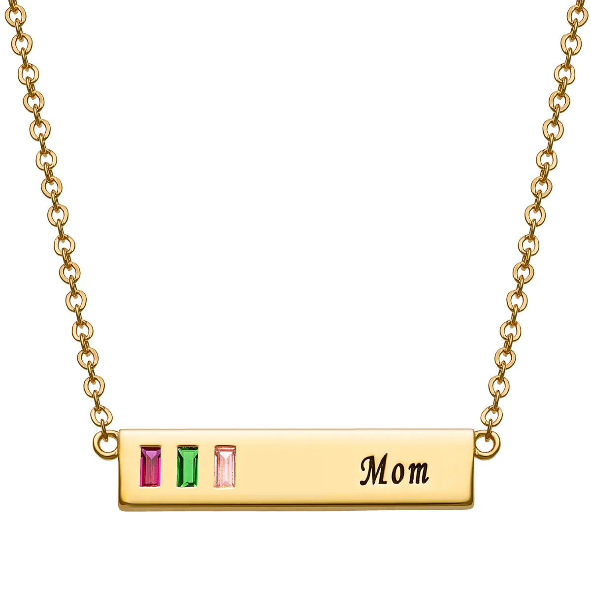 Baguette Birthstone Mom Bar Pendant sold by Limoges Jewelry product image thumbnail 4