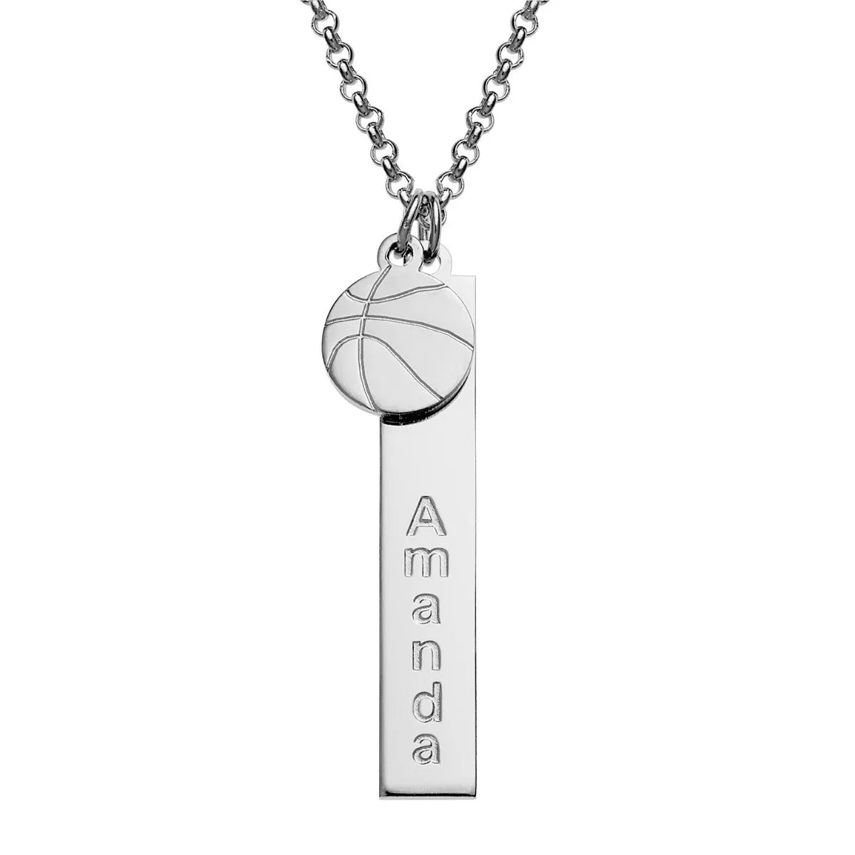 Silver Plated Name Necklace with Basketball Charm Dangle sold by Limoges Jewelry product image thumbnail 3