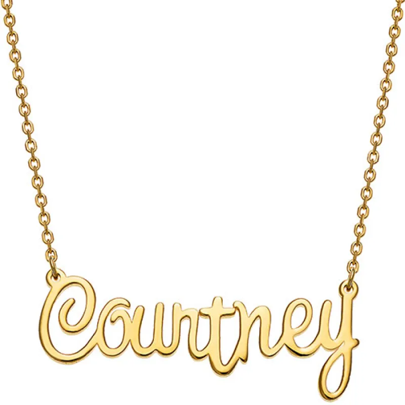 10K Yellow Gold Fancy Script Name Necklace sold by Limoges Jewelry
