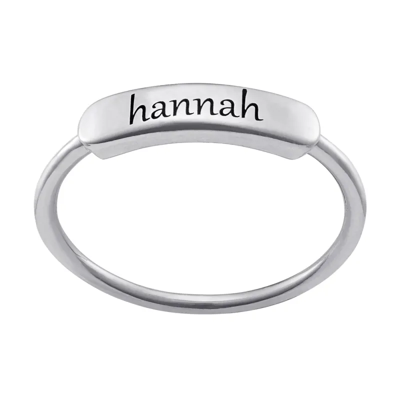Sterling Silver Engraved Name Rectangle Ring sold by Limoges Jewelry