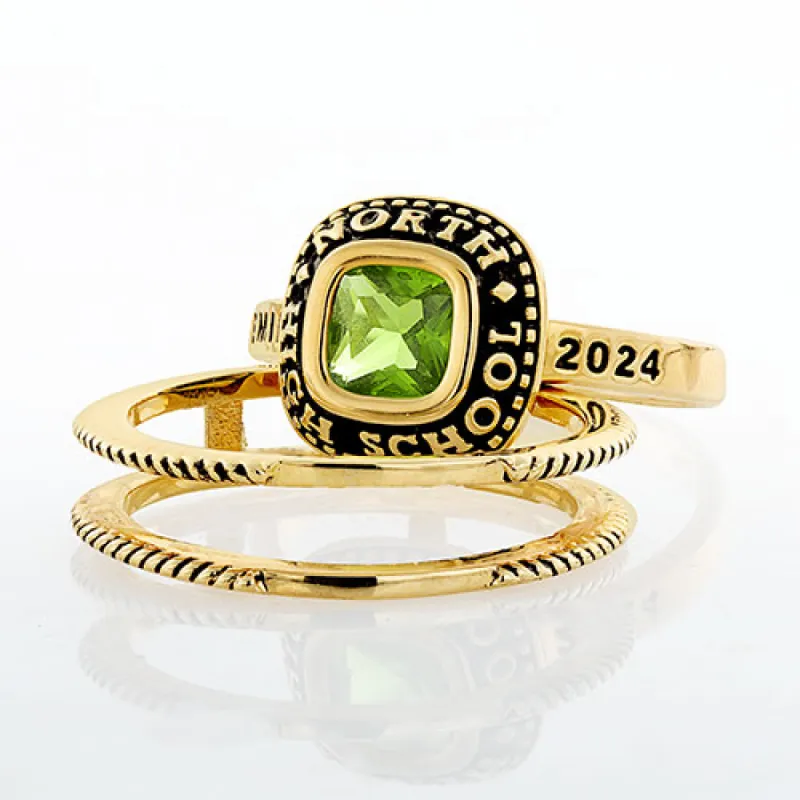 Ladies' 14K Gold over Sterling Class Ring with Jacket sold by Limoges Jewelry
