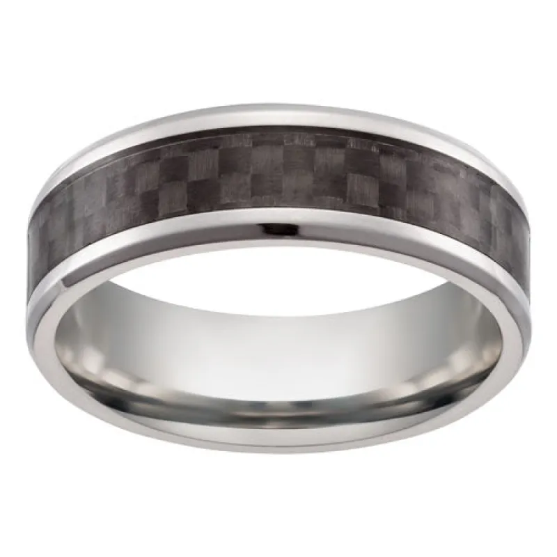 Men's Stainless Steel Two-Tone Textured Band Ring sold by Limoges Jewelry