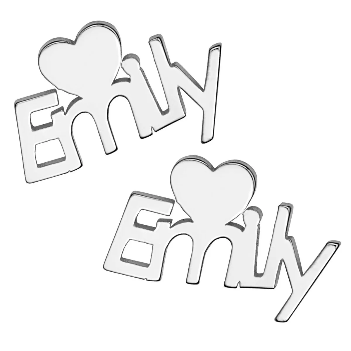 Silver Plated Name with Heart Crawler Earrings sold by Limoges Jewelry product image thumbnail 2