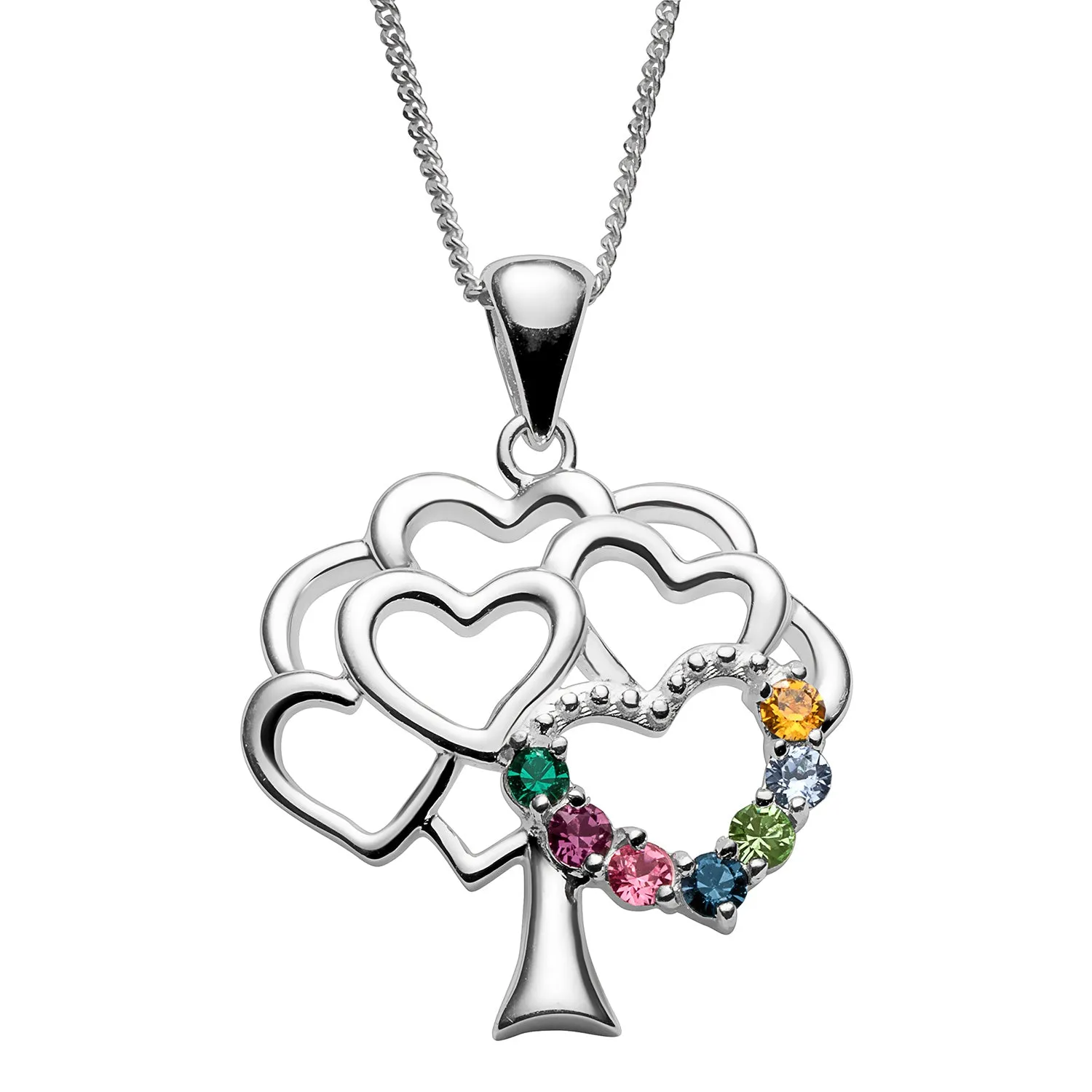 Sterling Silver Family Heart Birthstone Tree Pendant sold by Limoges Jewelry