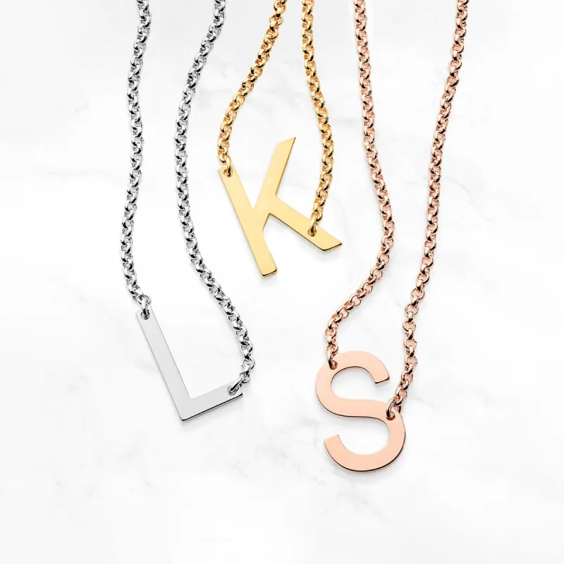 Personalized Small Sideways Initial Necklace sold by Limoges Jewelry