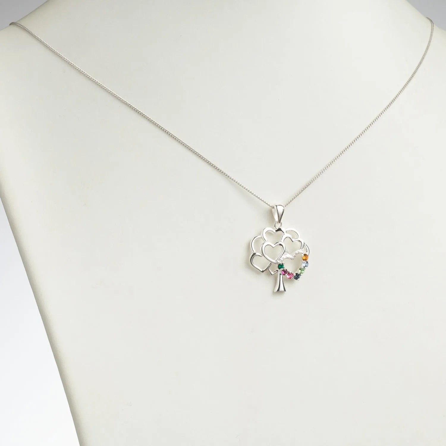 Sterling Silver Family Heart Birthstone Tree Pendant sold by Limoges Jewelry product image thumbnail 2