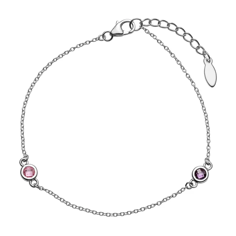 Sterling Silver Station Birthstone Bracelet - 2 to 6 Stones sold by Limoges Jewelry