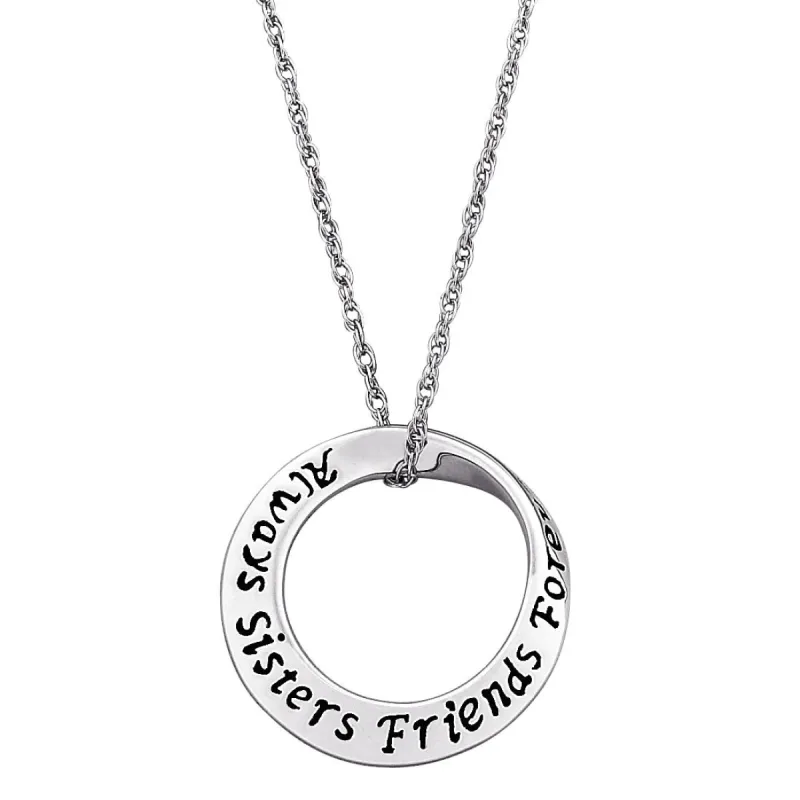 Sterling Silver Sisters Sentiment Mobius Necklace sold by Limoges Jewelry
