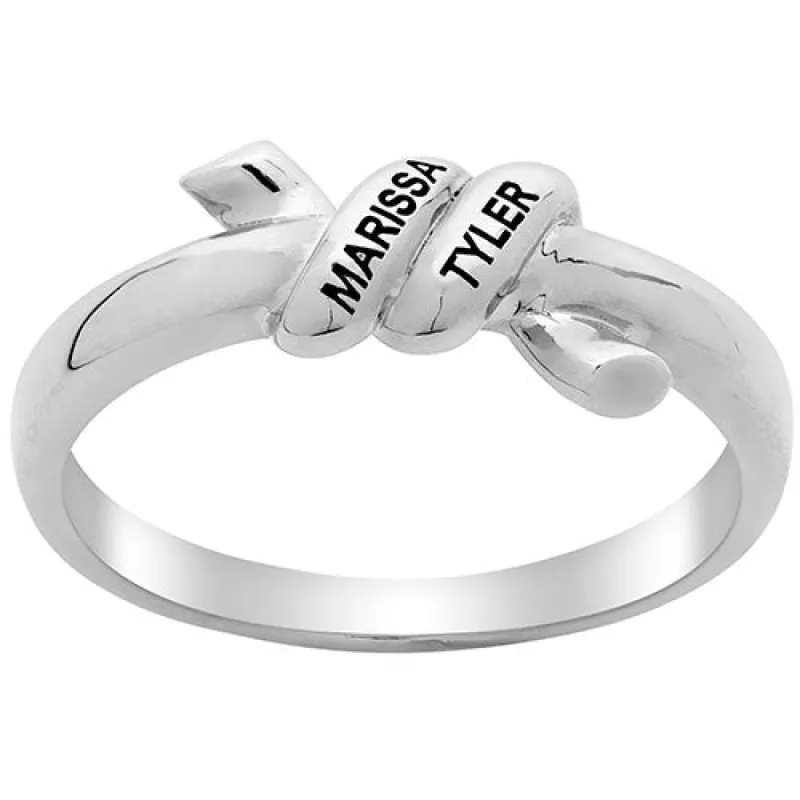 Silver Plated Engraved Knot Ring sold by Limoges Jewelry
