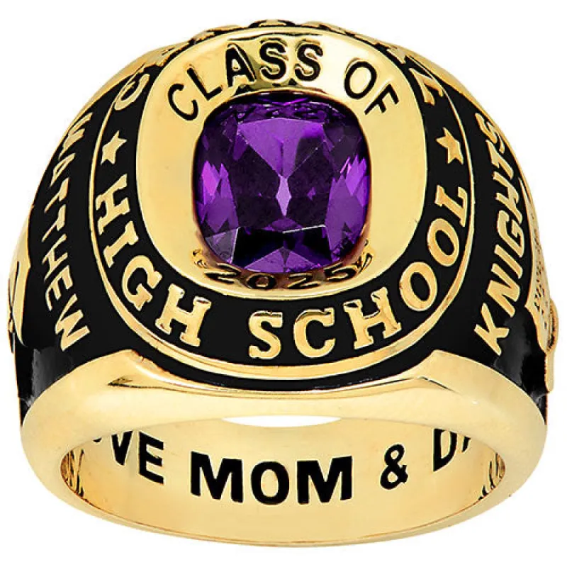 Men's Yellow CELEBRIUM Double Row Traditional Class Ring sold by Limoges Jewelry