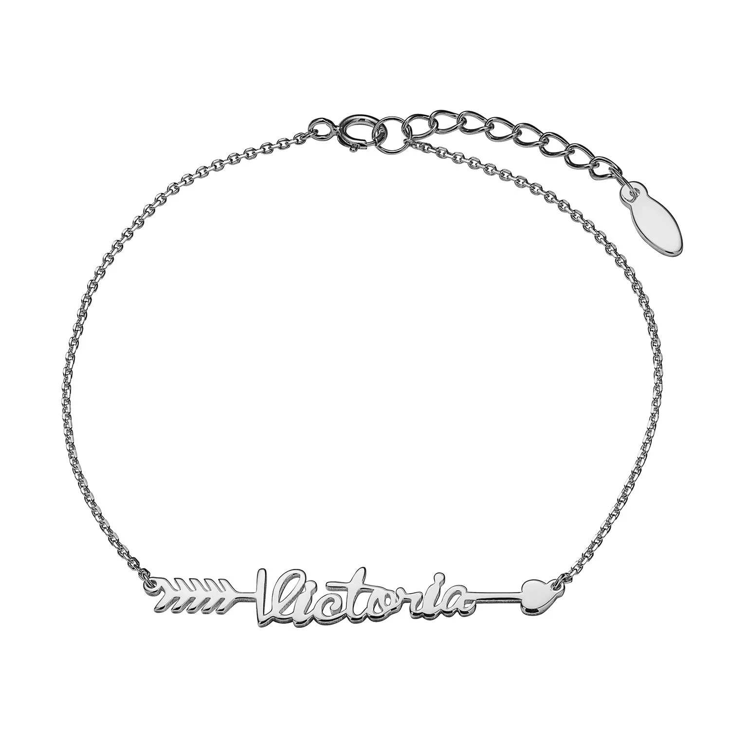 Sterling Silver Script Name Arrow Bracelet sold by Limoges Jewelry