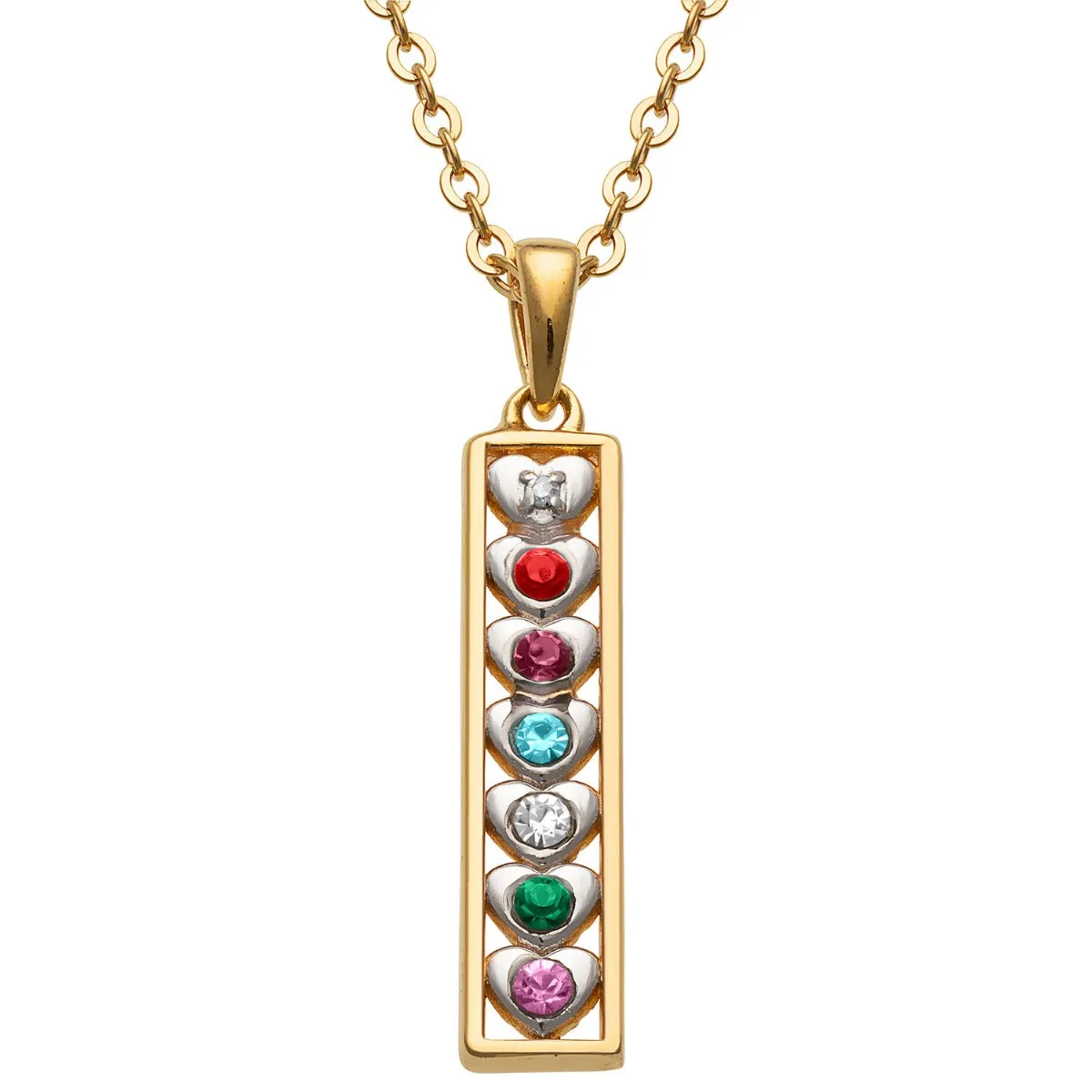 Two-Tone Plated Family Birthstone Heart and Diamond Accent Necklace sold by Limoges Jewelry