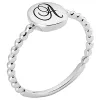 Silver Plated Engraved Script Initial Beaded Ring sold by Limoges Jewelry