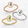 Silver Plated Engraved Script Initial Beaded Ring sold by Limoges Jewelry