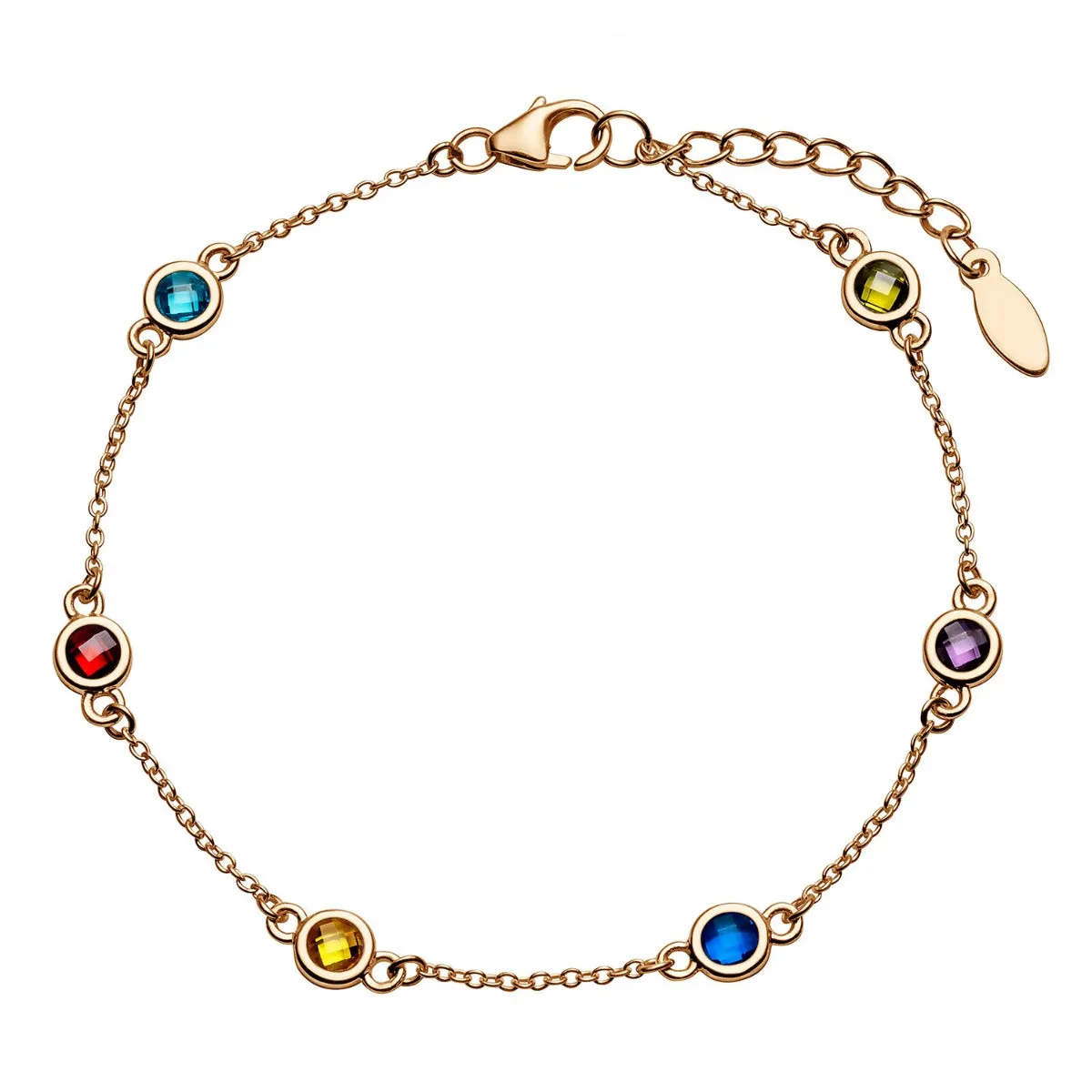 14K Gold over Sterling Station Birthstone Bracelet - 2 to 6 Stones sold by Limoges Jewelry