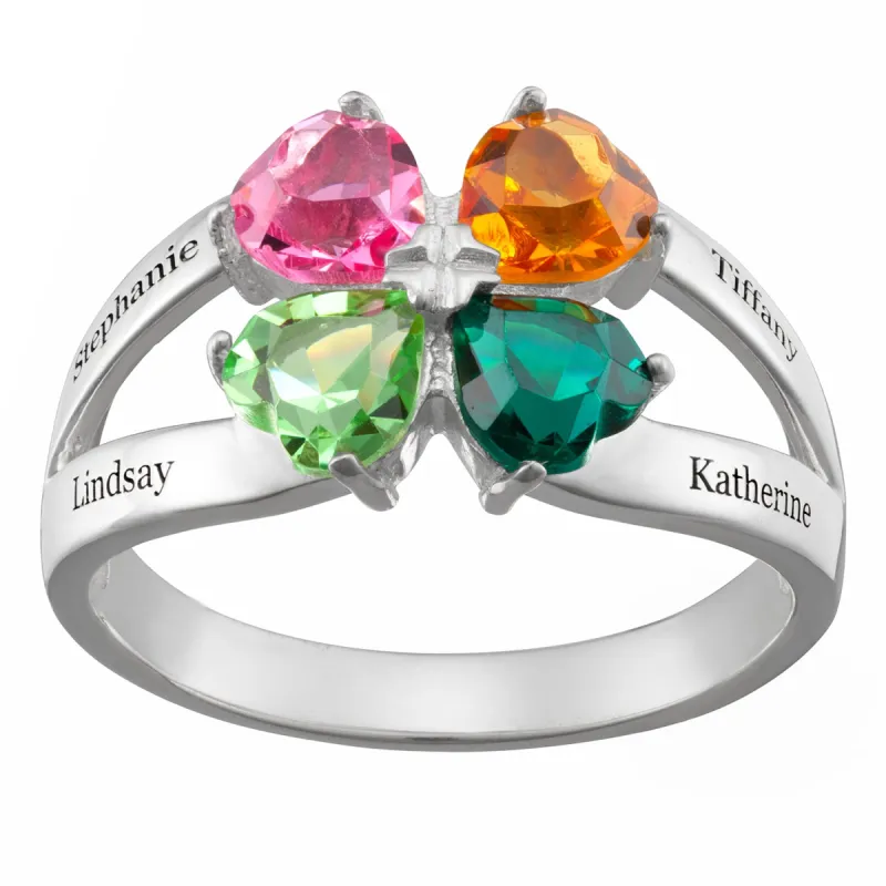 Sterling Silver Heart Birthstone and Name Ring sold by Limoges Jewelry