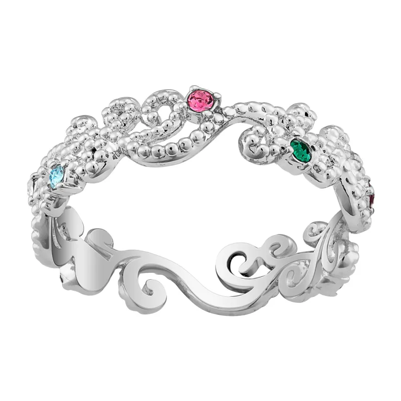 Sterling Silver Family Filigree Birthstone Ring sold by Limoges Jewelry