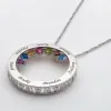 Sterling Silver MOM Engravable Names and Birthstones Circle Pendant sold by Limoges Jewelry