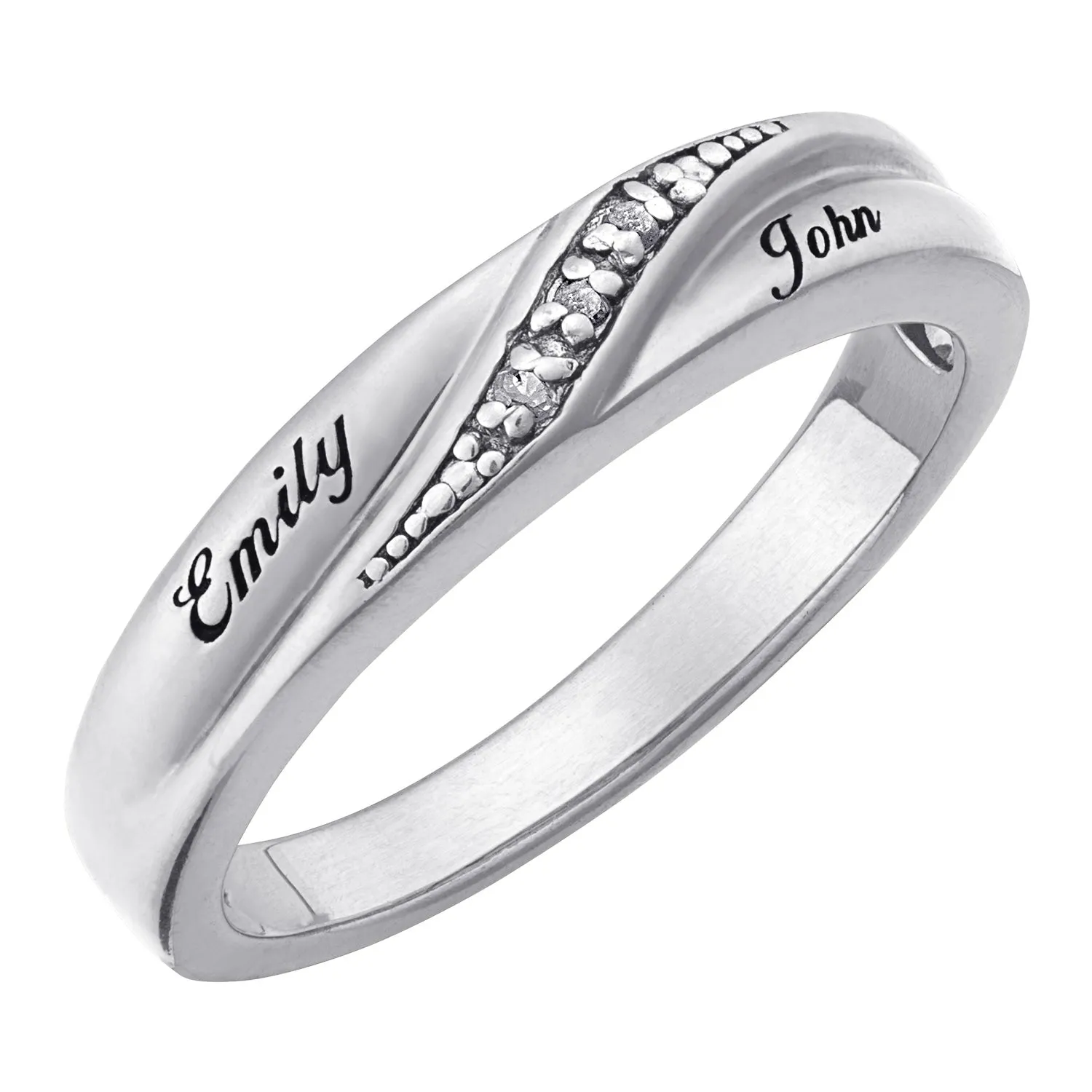 Sterling Silver Ladies Diamond Accent Name Wedding Band sold by Limoges Jewelry product image thumbnail 3