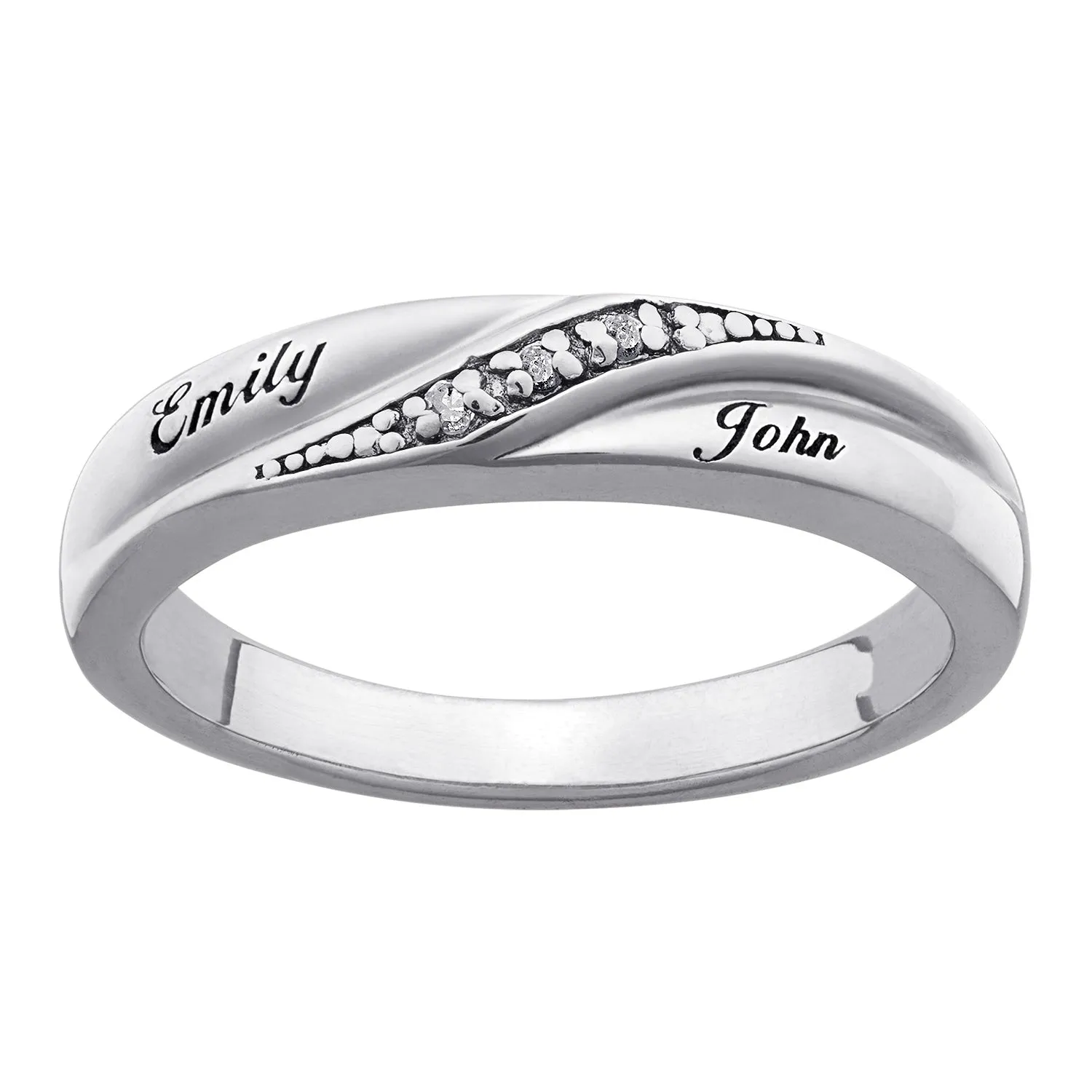 Sterling Silver Ladies Diamond Accent Name Wedding Band sold by Limoges Jewelry