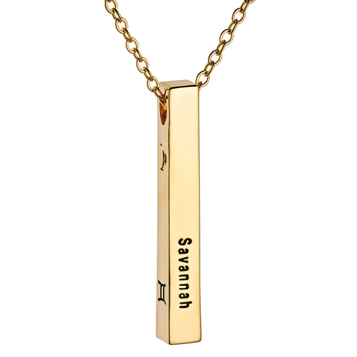 14K Gold Plated 3 Zodiac Symbol and Name 4 Sided Bar sold by Limoges Jewelry product image thumbnail 2